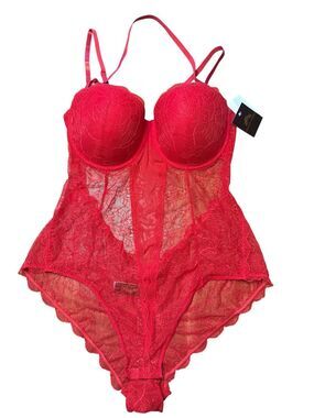 Just Sexy Lingerie Red Lace Teddy Bodysuit Plus Size 2X